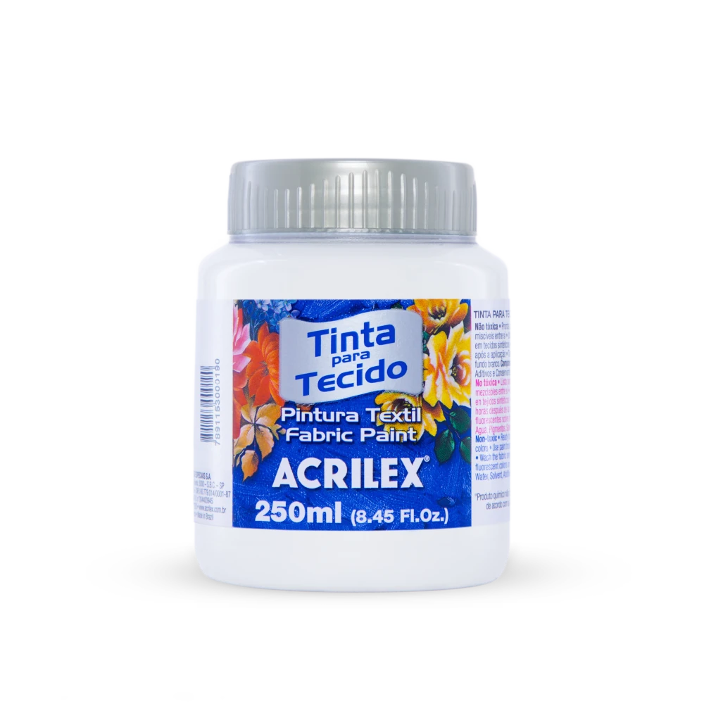 04125_tinta_tecido_fosca_250ml_519_branco Acrilex - Pintura Para Tela Mate 250 Ml - Imagen 1